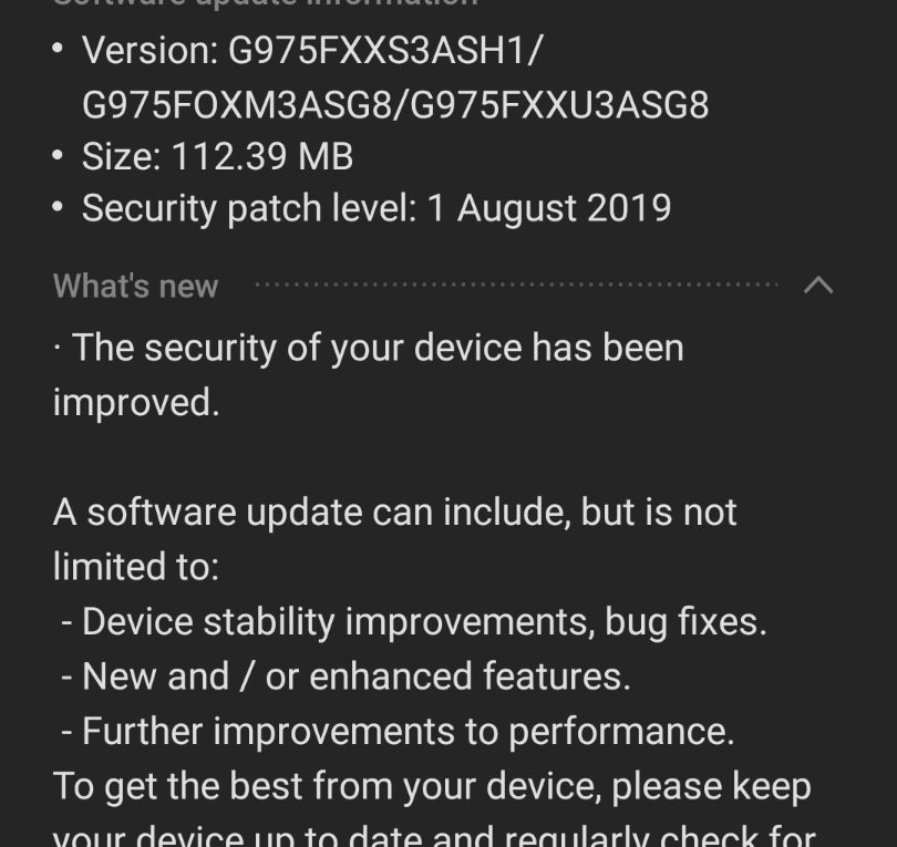 samsung galaxy s10 august 2019 security update 1