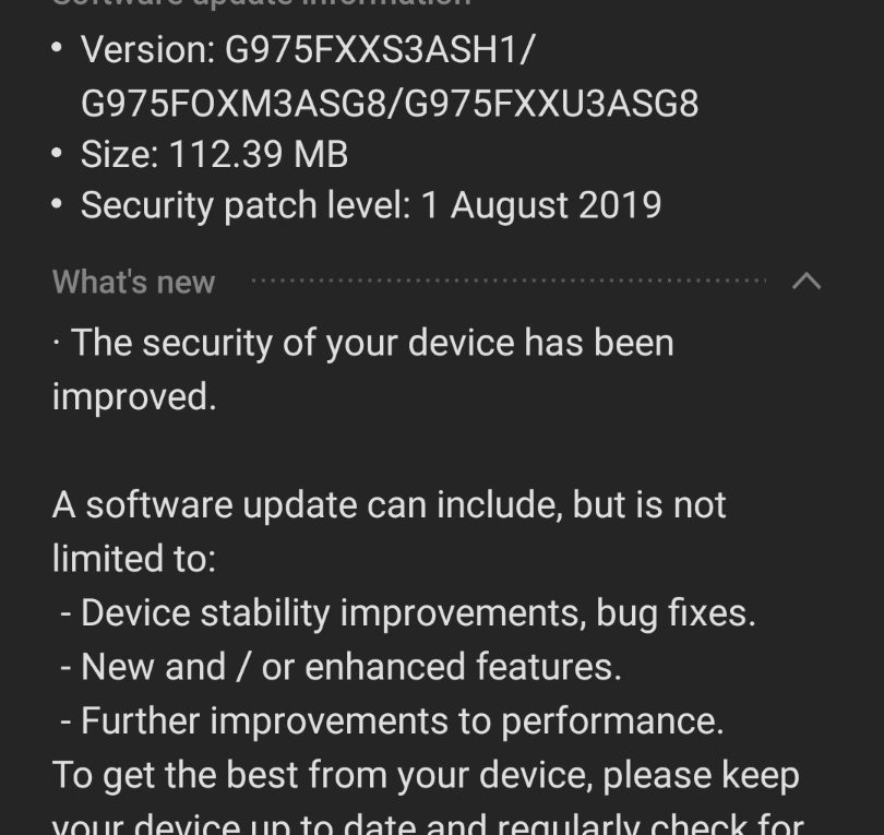 samsung galaxy s10 august 2019 security update 1