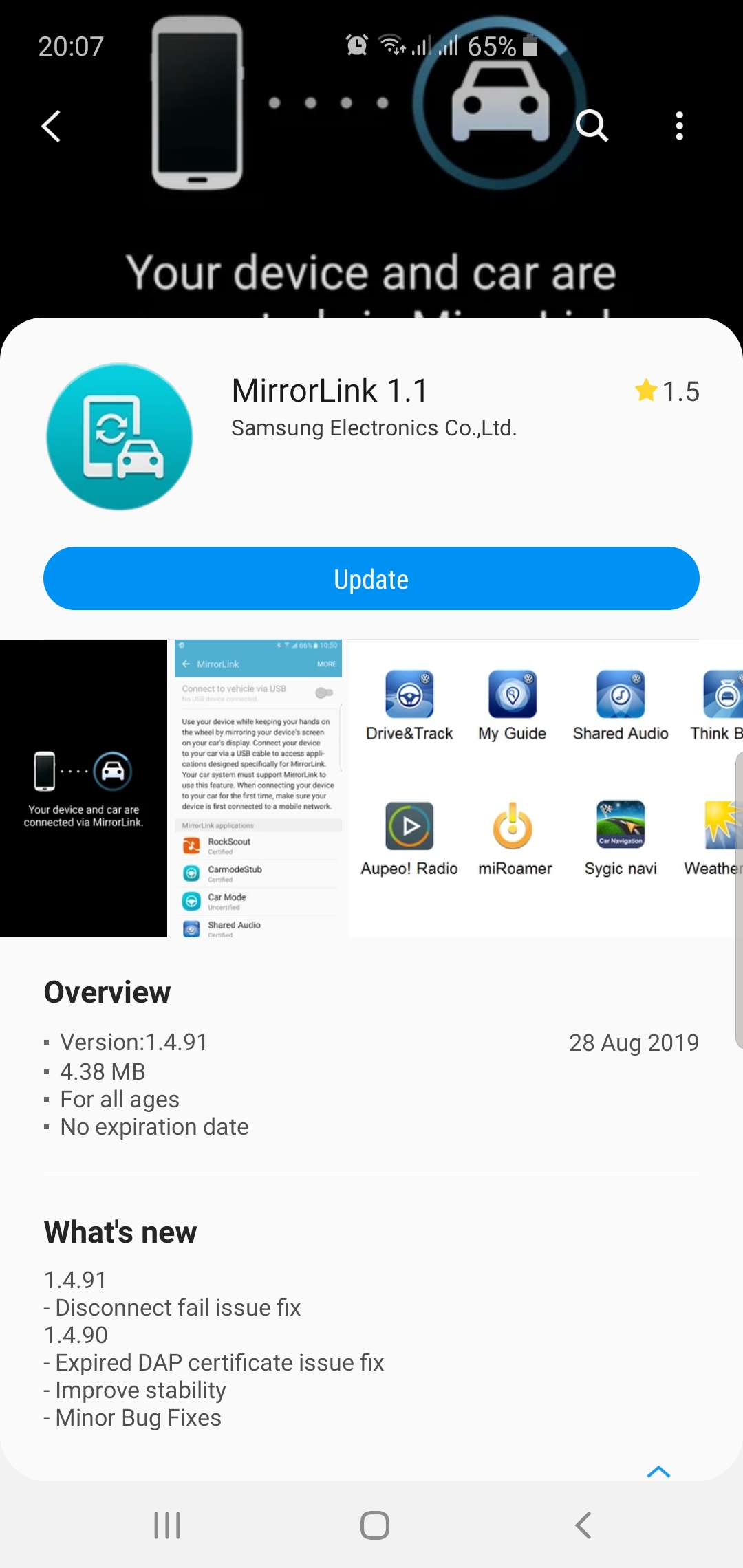 New version of Samsung MirrorLink available (1.4.91) - Android Addicts