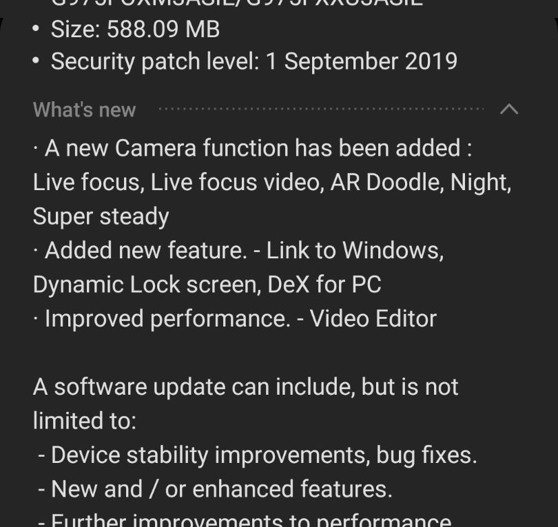Samsung Galaxy S10 Firmware & Security Update – September 2019