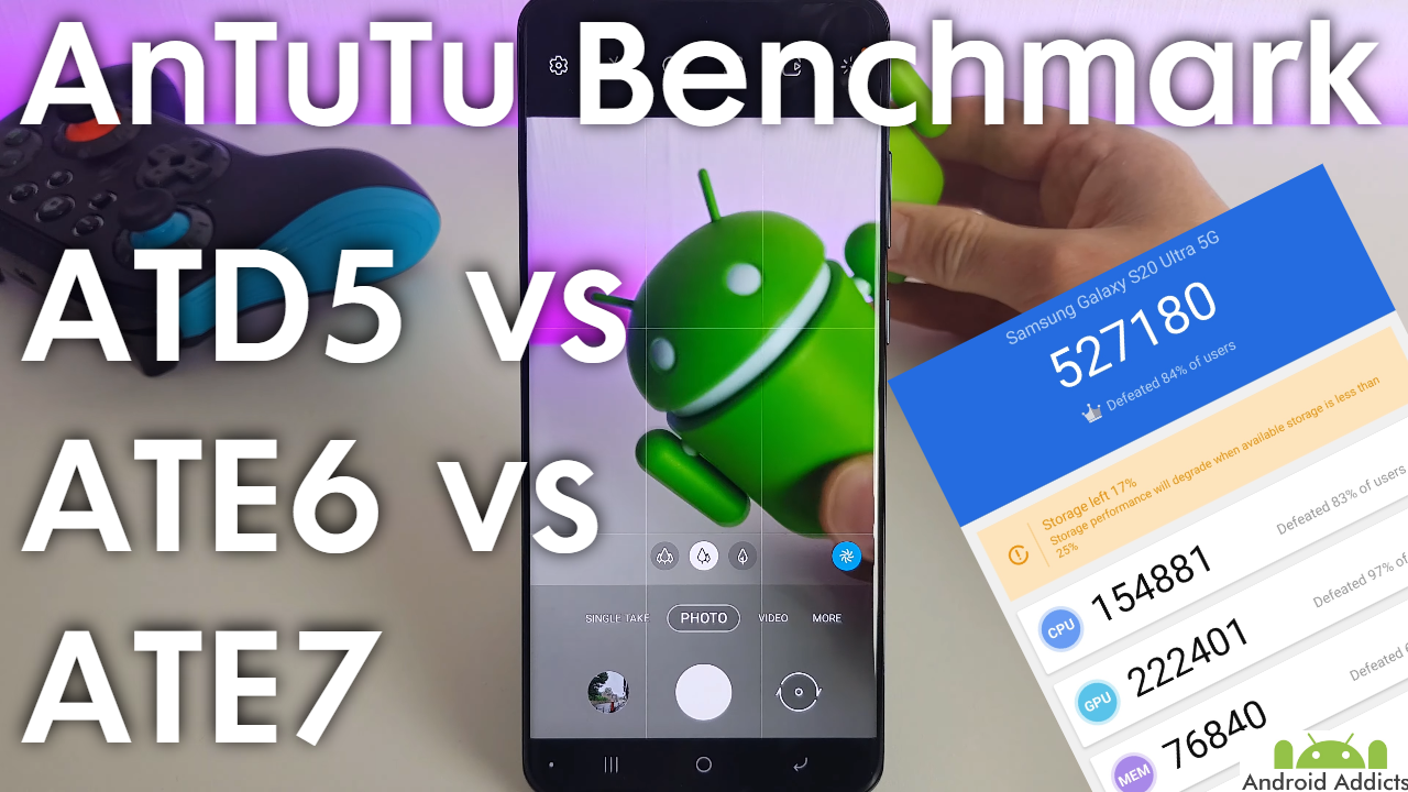 Samsung Galaxy S20 Ultra Antutu Benchmark Score ATD5 v ATE6 v ATE7