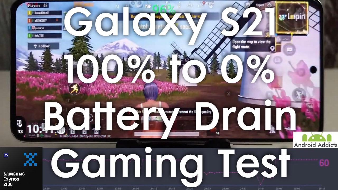 Galaxy S21 Battery Drain Test 100%-0% Exynos 2100 (PUBG, Genshin, COD)
