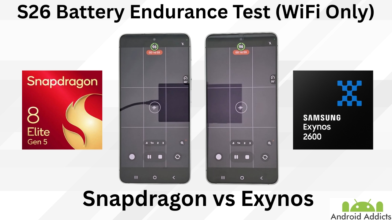 S26 Exynos 2600 vs Snapdragon 8 Elite Gen 5 Battery Endurance Test (WiFi Only)
