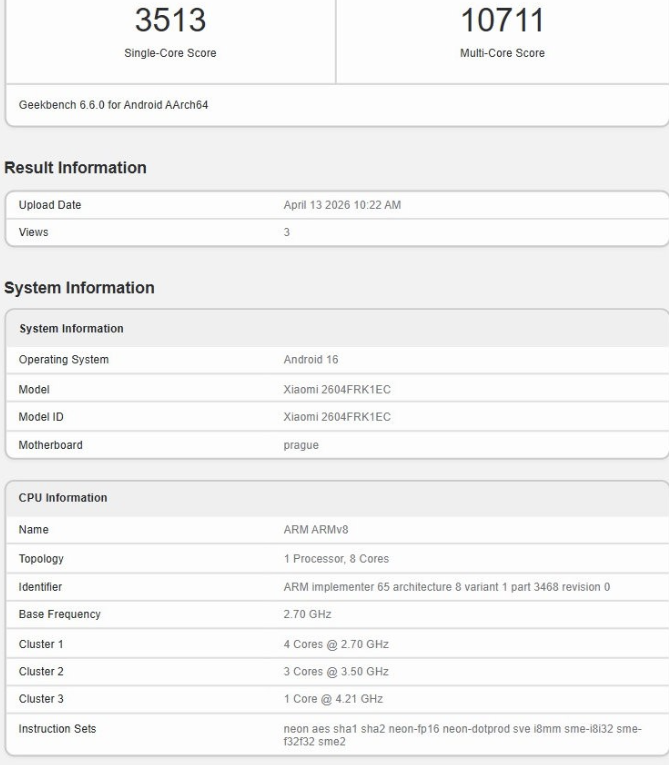 redmi k90 max geekbench