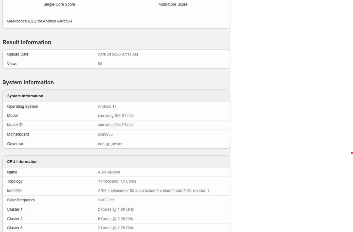 samsung galaxy s26 fe benchmark